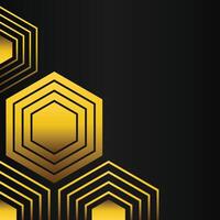 golden hexagon frame corner decoration on black background vector