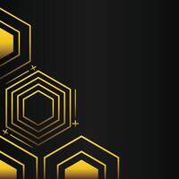 golden hexagon frame corner decoration on black background vector