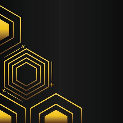 golden hexagon frame corner decoration on black background