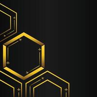 golden hexagon frame corner decoration on black background vector