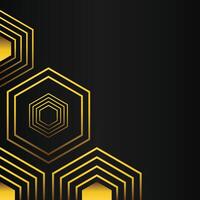 golden hexagon frame corner decoration on black background vector