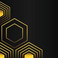 golden hexagon frame corner decoration on black background vector