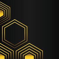 golden hexagon frame corner decoration on black background vector