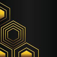 golden hexagon frame corner decoration on black background vector