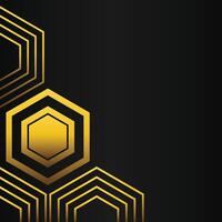 golden hexagon frame corner decoration on black background vector