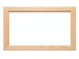 horizontal light wooden frame with a white empty center instead of a photo. mockup png