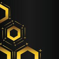 golden hexagon frame corner decoration on black background vector