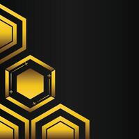 golden hexagon frame corner decoration on black background vector