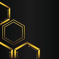 golden hexagon frame corner decoration on black background vector