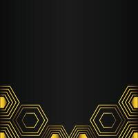 golden hexagon design on black background vector