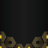 golden hexagon design on black background vector