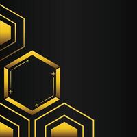 golden hexagon frame corner decoration on black background vector