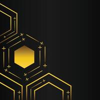 golden hexagon frame corner decoration on black background vector