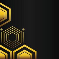 golden hexagon frame corner decoration on black background vector