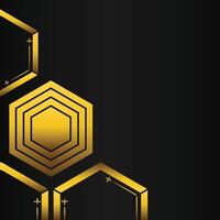 golden hexagon frame corner decoration on black background vector