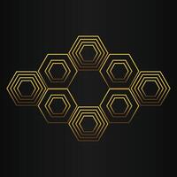 luxury black background with abstract golden geometric hexagon shape vector