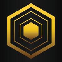 luxury black background with abstract golden geometric hexagon shape vector