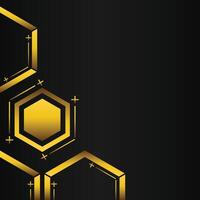 golden hexagon frame corner decoration on black background vector