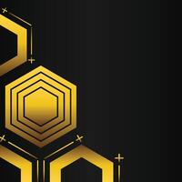 golden hexagon frame corner decoration on black background vector