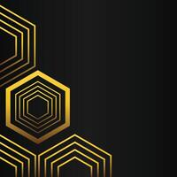 golden hexagon frame corner decoration on black background vector
