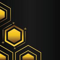 golden hexagon frame corner decoration on black background vector
