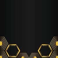 golden hexagon design on black background vector