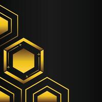 golden hexagon frame corner decoration on black background vector