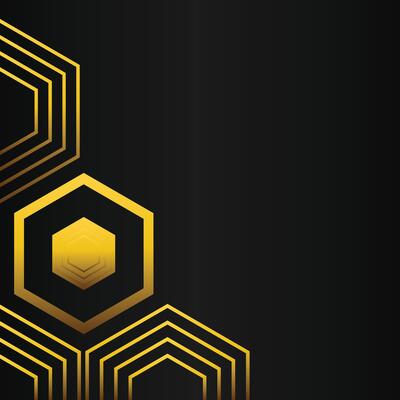 golden hexagon frame corner decoration on black background