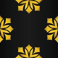 black background with abstract golden floral shape vector