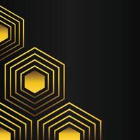 golden hexagon frame corner decoration on black background vector