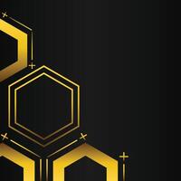 golden hexagon frame corner decoration on black background vector
