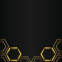 golden hexagon design on black background vector