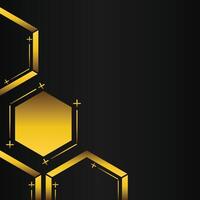 golden hexagon frame corner decoration on black background vector