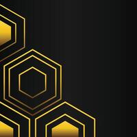 golden hexagon frame corner decoration on black background vector