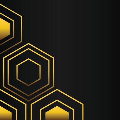 golden hexagon frame corner decoration on black background