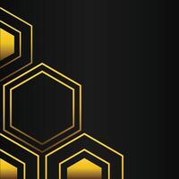 golden hexagon frame corner decoration on black background vector