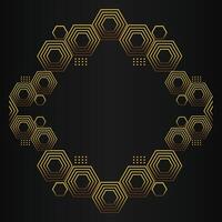 luxury black background with abstract golden geometric hexagon shape vector