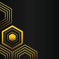 golden hexagon frame corner decoration on black background vector