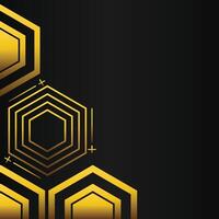 golden hexagon frame corner decoration on black background vector