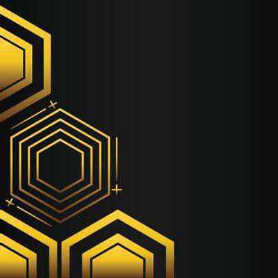 golden hexagon frame corner decoration on black background
