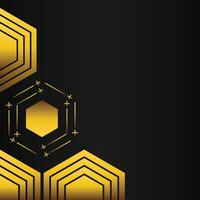 golden hexagon frame corner decoration on black background vector