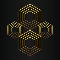 luxury black background with abstract golden geometric hexagon shape vector