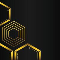 golden hexagon frame corner decoration on black background vector