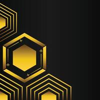 golden hexagon frame corner decoration on black background vector