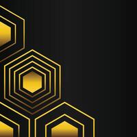 golden hexagon frame corner decoration on black background vector