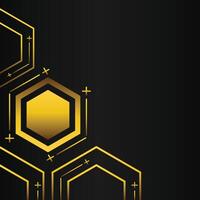 golden hexagon frame corner decoration on black background vector