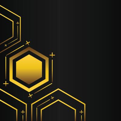 golden hexagon frame corner decoration on black background