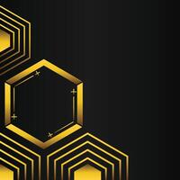 golden hexagon frame corner decoration on black background vector