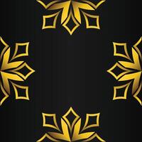 black background with abstract golden floral shape vector