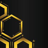golden hexagon frame corner decoration on black background vector